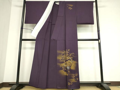 平和屋着物▽訪問着 単衣 竹屋町刺繍 風景草葉文 金彩 正絹 逸品 DAAV5977az