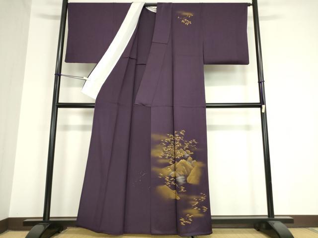 平和屋着物▽訪問着 単衣 竹屋町刺繍 風景草葉文 金彩 正絹 逸品 DAAV5977az