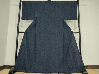 平和屋着物▽結城紬 単衣 立涌流水花文 正絹 逸品 未使用 DAAV5997az
