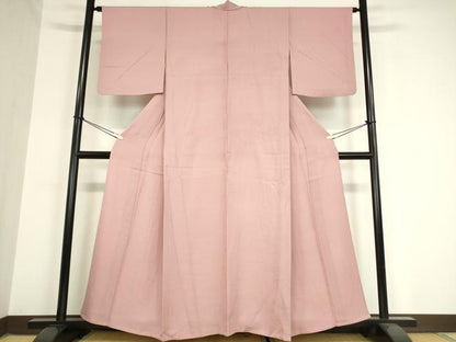 平和屋着物▽上質な色無地 単衣 草花地紋 石竹色 正絹 逸品 DAAV5991az
