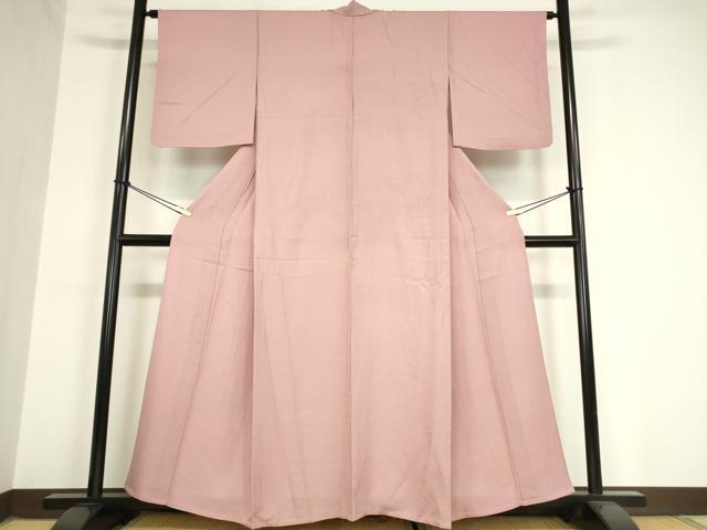 平和屋着物▽上質な色無地 単衣 草花地紋 石竹色 正絹 逸品 DAAV5991az