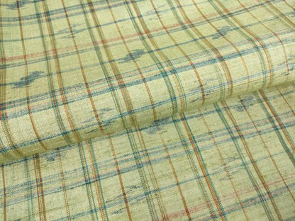 平和屋着物▽上質な紬 単衣 絣格子文 正絹 逸品 DAAV5986az
