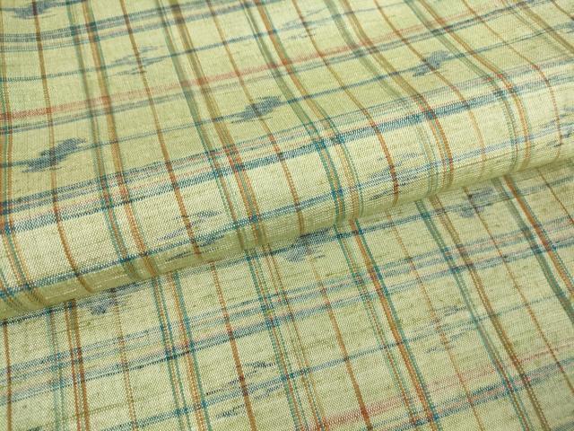 平和屋着物▽上質な紬 単衣 絣格子文 正絹 逸品 DAAV5986az