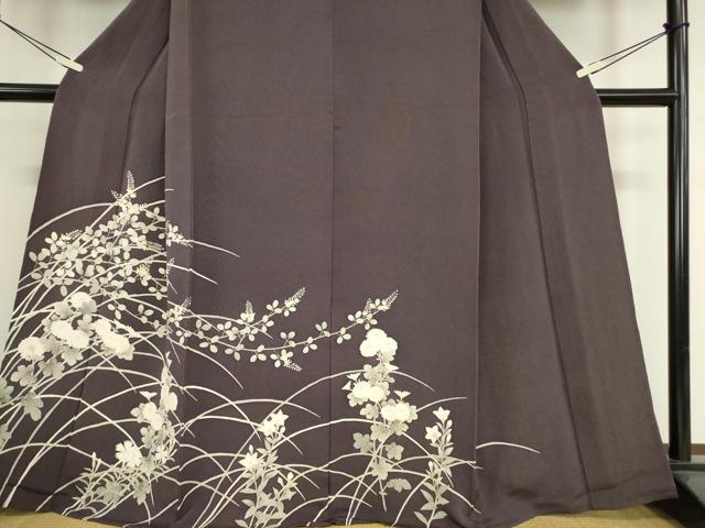 平和屋着物▽訪問着 単衣 駒刺繍 草花文 鬼しぼ縮緬 正絹 逸品 DAAX3010az