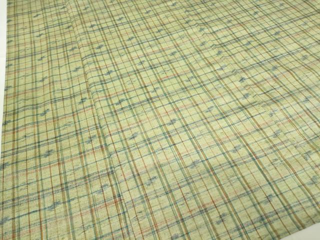 平和屋着物▽上質な紬 単衣 絣格子文 正絹 逸品 DAAV5986az