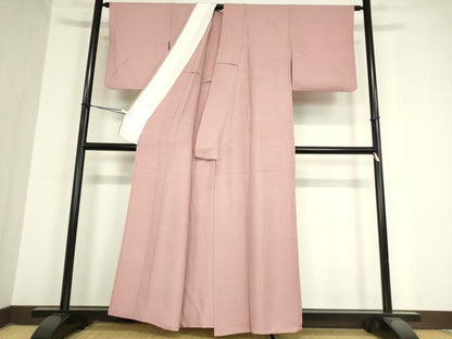 平和屋着物▽上質な色無地 単衣 草花地紋 石竹色 正絹 逸品 DAAV5991az