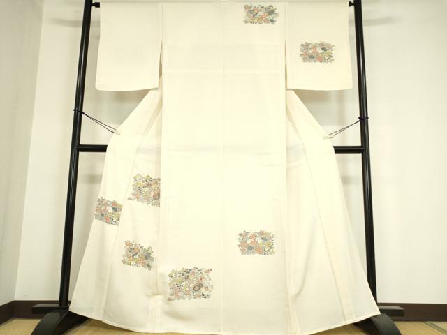 平和屋着物▽訪問着 単衣 草花文 正絹 逸品 未使用 DAAX3002az