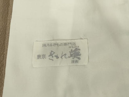 平和屋着物▽洗える最高級着物 ＜英＞はなぶさ謹製 色無地 単衣 胡桃染色 逸品 DAAX3008az