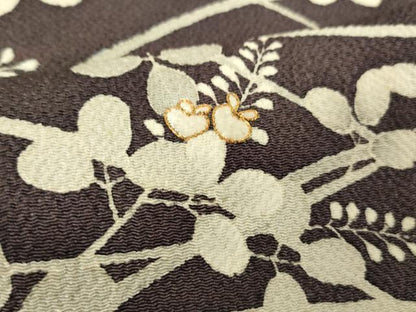 平和屋着物▽訪問着 単衣 駒刺繍 草花文 鬼しぼ縮緬 正絹 逸品 DAAX3010az