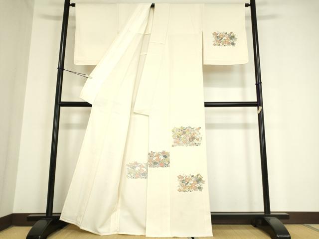 平和屋着物▽訪問着 単衣 草花文 正絹 逸品 未使用 DAAX3002az