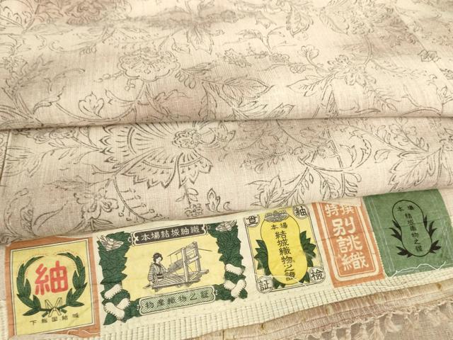 平和屋着物▽本場結城紬　単衣　更紗花文　証紙付き　正絹　逸品　未使用　DAAX3015az