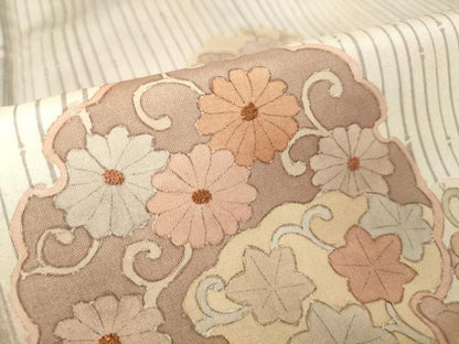 平和屋着物▽本場染大島紬 訪問着 単衣 刺繍 雪輪花文 暈し染め 正絹 逸品 DAAX3026az