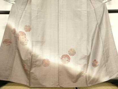平和屋着物▽本場染大島紬 訪問着 単衣 刺繍 雪輪花文 暈し染め 正絹 逸品 DAAX3026az