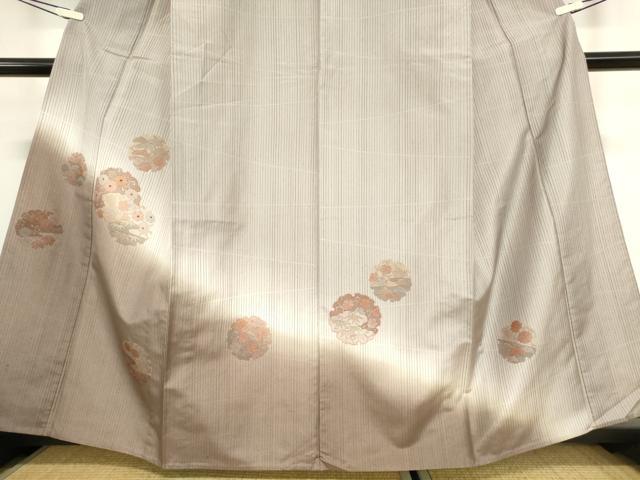 平和屋着物▽本場染大島紬 訪問着 単衣 刺繍 雪輪花文 暈し染め 正絹 逸品 DAAX3026az