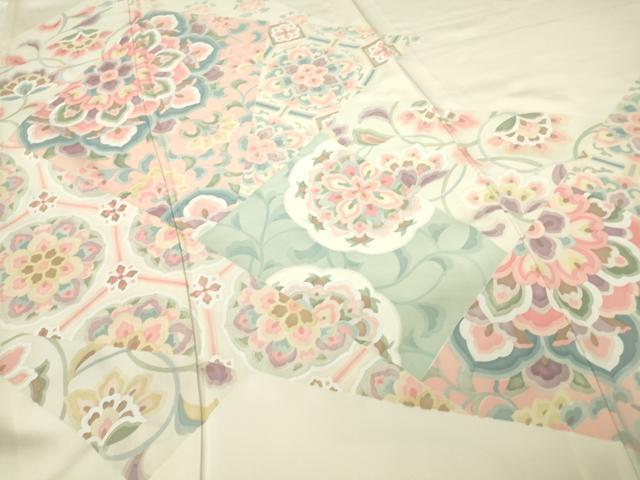 平和屋着物▽訪問着　単衣　作家物　正倉院花文　正絹　逸品　未使用　DAAX3027az