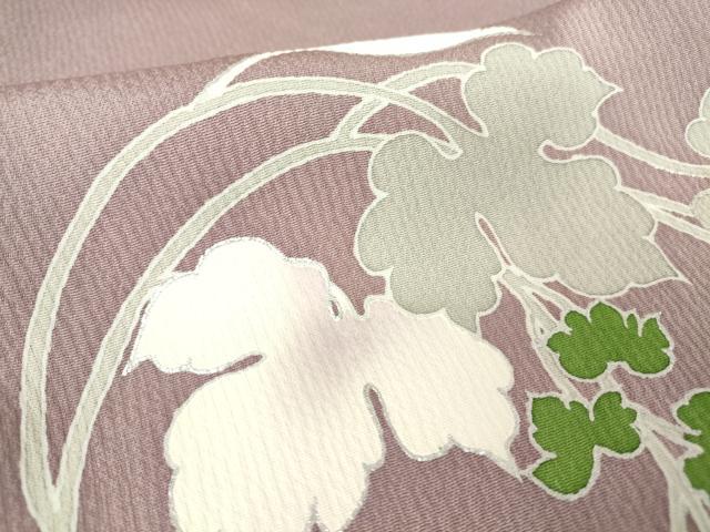 平和屋着物▽訪問着　単衣　蔦の葉文　銀彩　伊と幸　反端付き　正絹　逸品　未使用　DAAX3022az