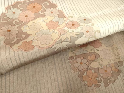 平和屋着物▽本場染大島紬 訪問着 単衣 刺繍 雪輪花文 暈し染め 正絹 逸品 DAAX3026az