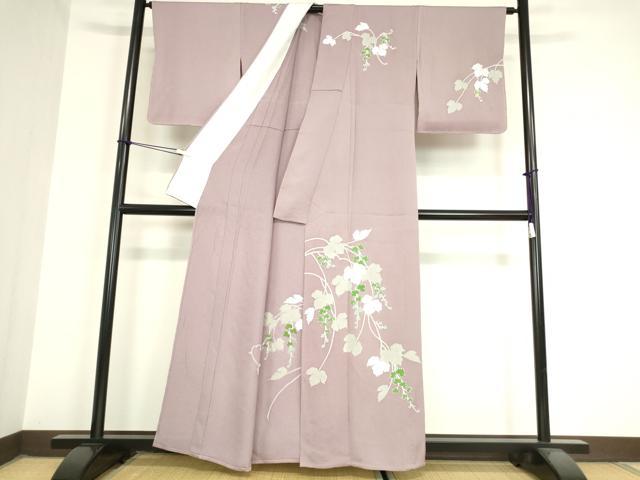平和屋着物▽訪問着　単衣　蔦の葉文　銀彩　伊と幸　反端付き　正絹　逸品　未使用　DAAX3022az