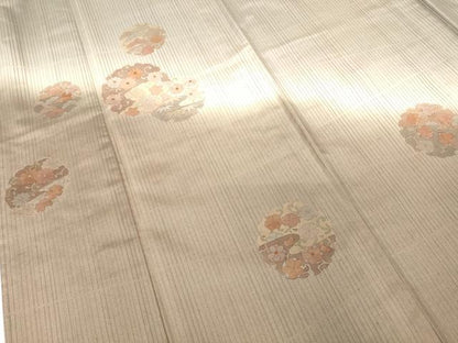 平和屋着物▽本場染大島紬 訪問着 単衣 刺繍 雪輪花文 暈し染め 正絹 逸品 DAAX3026az