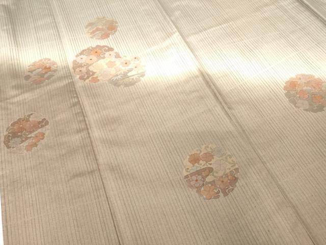 平和屋着物▽本場染大島紬 訪問着 単衣 刺繍 雪輪花文 暈し染め 正絹 逸品 DAAX3026az