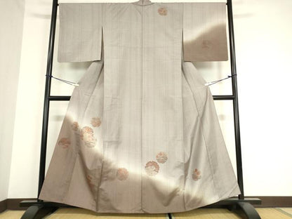 平和屋着物▽本場染大島紬 訪問着 単衣 刺繍 雪輪花文 暈し染め 正絹 逸品 DAAX3026az