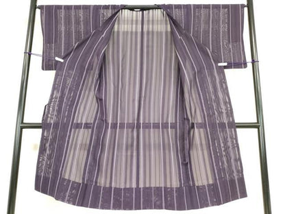 平和屋着物▽道行コート スリーシーズン 春夏秋 塵除け 縞 ロング丈 正絹 逸品 DAAX3033az