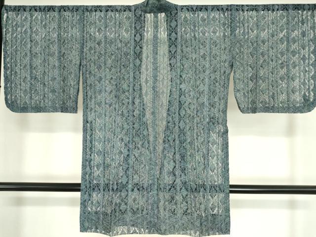 平和屋着物▽道中着 スリーシーズン 春夏秋 塵除け リボン織 菱間道 ロング丈 正絹 逸品 DAAX3032az