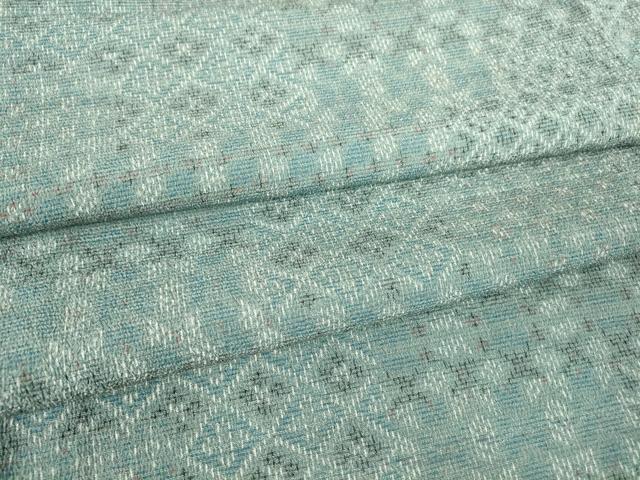 平和屋着物▽本塩沢 単衣 幾何学文様 正絹 逸品 DAAX3044az