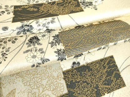 平和屋着物▽上質な小紋 単衣 色紙花文 金彩 正絹 逸品 DAAX3039az