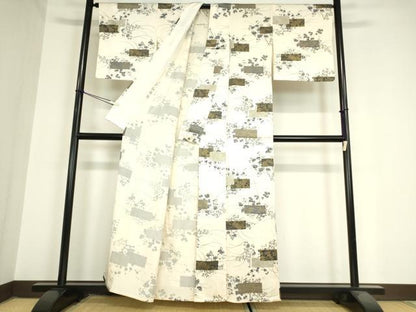 平和屋着物▽上質な小紋 単衣 色紙花文 金彩 正絹 逸品 DAAX3039az