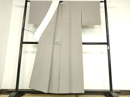 平和屋着物▽上質な色無地　単衣　源氏鼠色　正絹　逸品　未使用　DAAX3046az