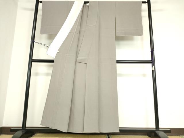 平和屋着物▽上質な色無地　単衣　源氏鼠色　正絹　逸品　未使用　DAAX3046az