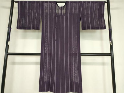 平和屋着物▽道行コート スリーシーズン 春夏秋 塵除け 縞 ロング丈 正絹 逸品 DAAX3033az
