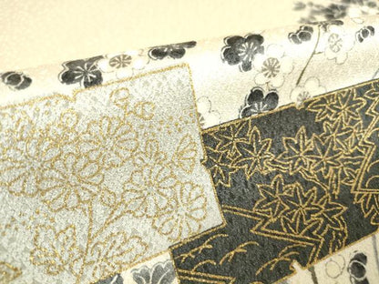 平和屋着物▽上質な小紋 単衣 色紙花文 金彩 正絹 逸品 DAAX3039az