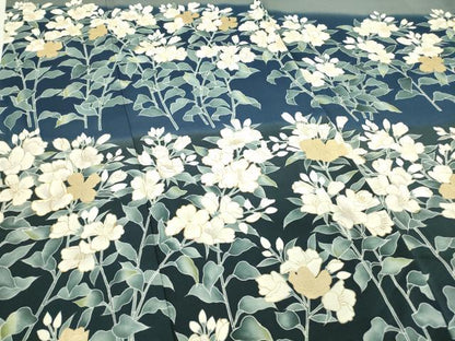 平和屋着物▽訪問着 単衣 駒刺繍 草花文 暈し染め 金彩 正絹 逸品 DAAX3037az
