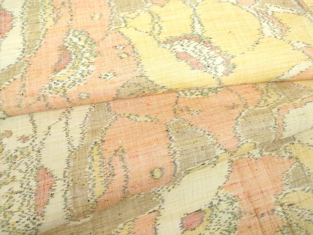 平和屋着物▽上質な紬 単衣 花尽くし 正絹 逸品 DAAX3043az