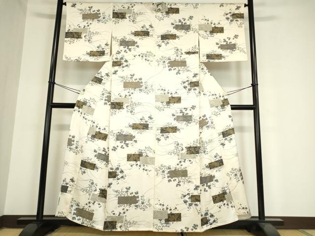 平和屋着物▽上質な小紋 単衣 色紙花文 金彩 正絹 逸品 DAAX3039az
