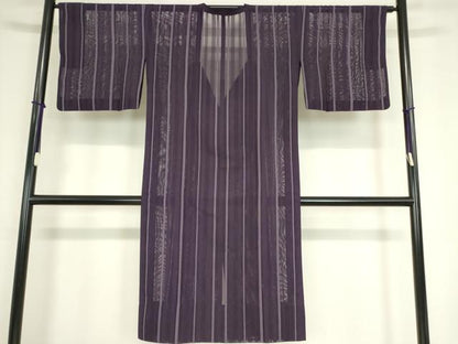 平和屋着物▽道行コート スリーシーズン 春夏秋 塵除け 縞 ロング丈 正絹 逸品 DAAX3033az