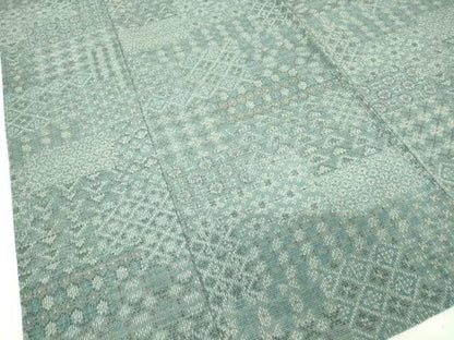 平和屋着物▽本塩沢 単衣 幾何学文様 正絹 逸品 DAAX3044az