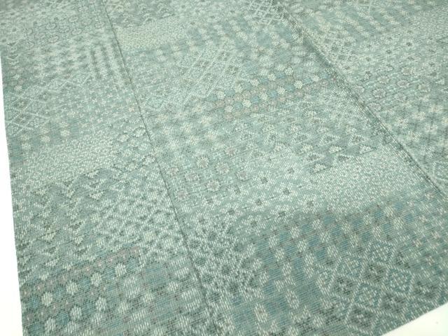平和屋着物▽本塩沢 単衣 幾何学文様 正絹 逸品 DAAX3044az