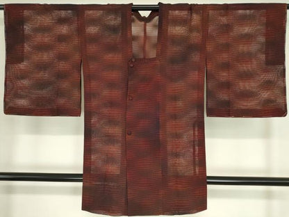 平和屋着物▽道行コート スリーシーズン 春夏秋 塵除け 変わり縞 ロング丈 正絹 逸品 未使用 DAAX3031az