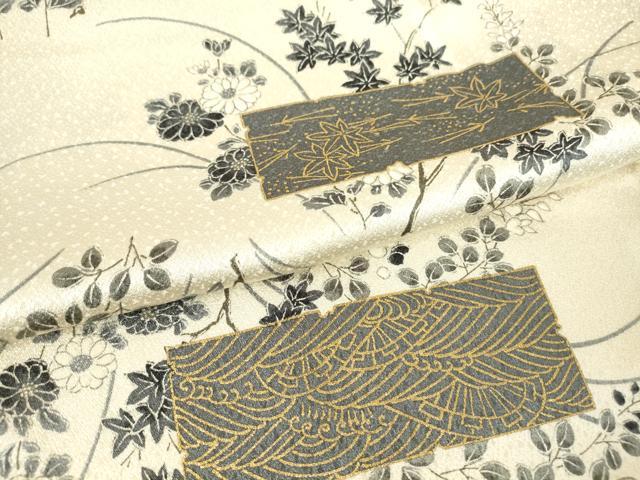 平和屋着物▽上質な小紋 単衣 色紙花文 金彩 正絹 逸品 DAAX3039az