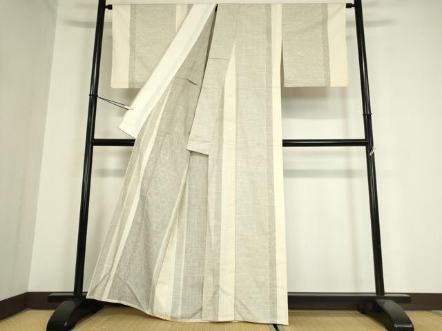 平和屋着物▽結城紬 単衣 間道 証紙付き 正絹 逸品 DAAX3049az