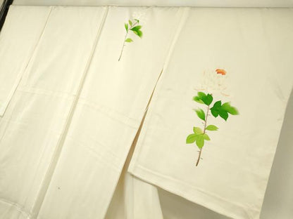 平和屋着物▽訪問着 単衣 草花文 正絹 逸品 DAAX3053az