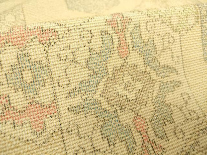 平和屋着物▽上質な紬 単衣 亀甲花文 正絹 逸品 DAAX3056az