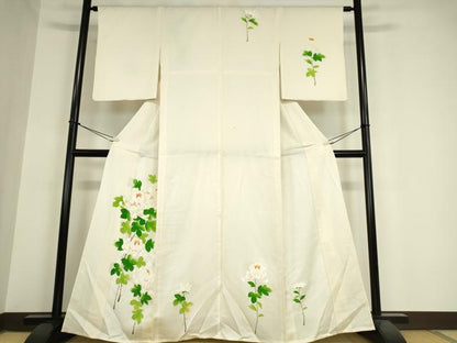 平和屋着物▽訪問着 単衣 草花文 正絹 逸品 DAAX3053az