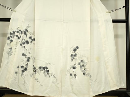 平和屋着物▽訪問着　単衣　葡萄蔦文　手描き　正絹　逸品　DAAX3057az
