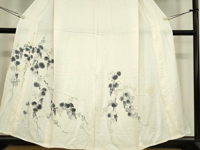 平和屋着物▽訪問着　単衣　葡萄蔦文　手描き　正絹　逸品　DAAX3057az