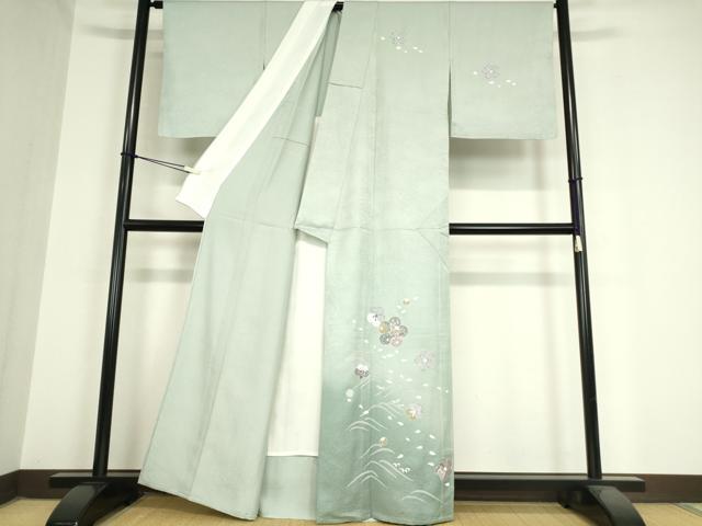 平和屋着物▽訪問着 単衣 舞花文 暈し染め 正絹 逸品 DAAX3067az