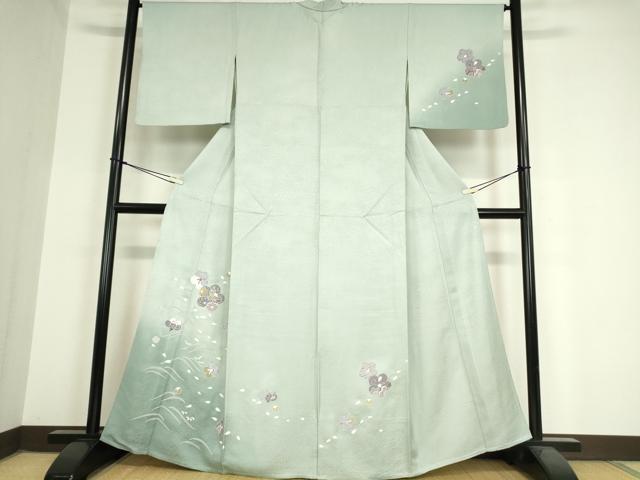 平和屋着物▽訪問着 単衣 舞花文 暈し染め 正絹 逸品 DAAX3067az